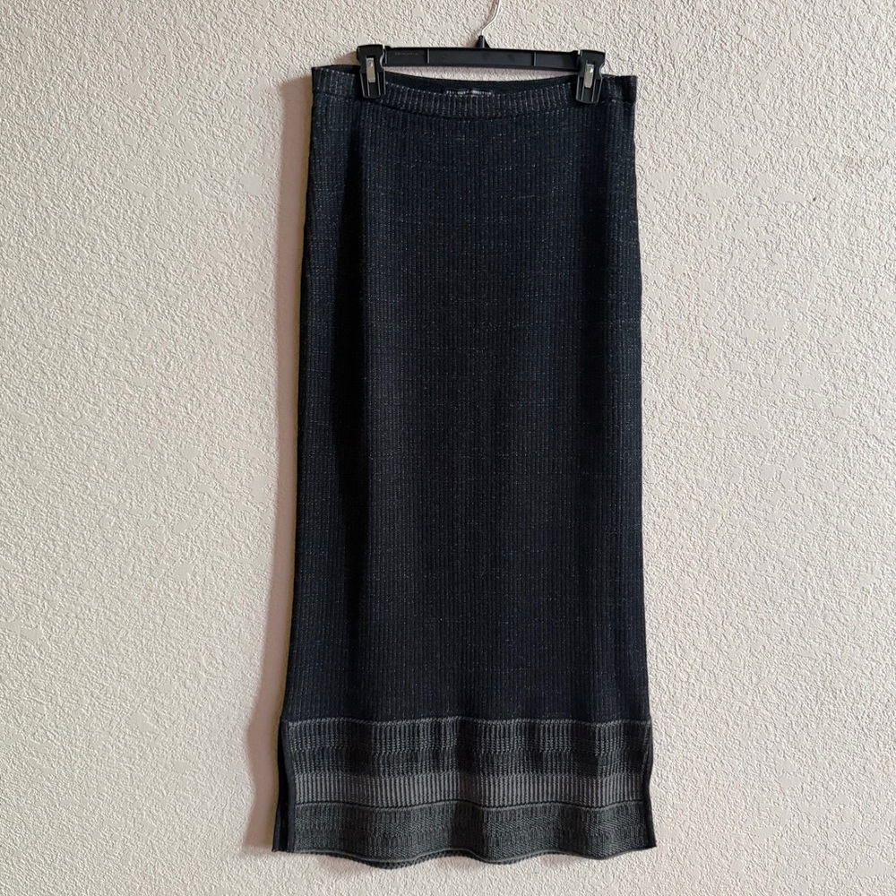Peruvian Connection Women’s Large Black Maxi Skirt‎ Pima Cotton Knit Stretch Rib